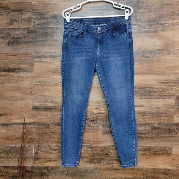 J Jill Jeans Sz 8 Legging 5 Pocket Mid Rise Medium Dark Wash Comfort Stretch - Picture 1 of 10